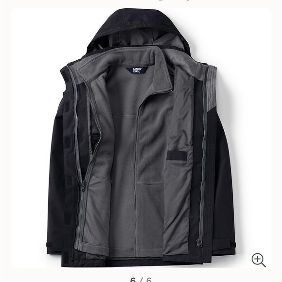 Lands End 3 in 1 Jacket. Black. Sz S. - Picture 1 of 8